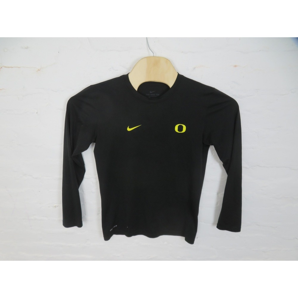 Oregon Ducks Shirt Mens Small Black Nike Dri Fit NCAA Football Long Sleeve Tee